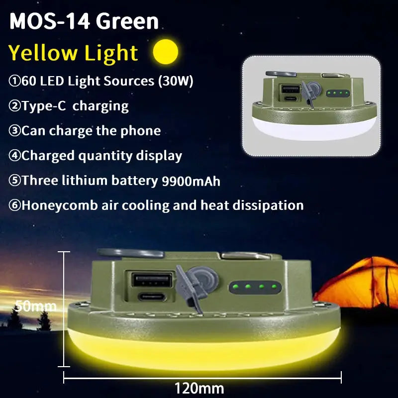 Moslighting 9900mAh Rechargeable Camping Lantern With Magnetic Base Portable Led Light For Outdoor Camping