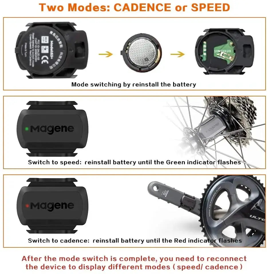Magene S3 Plus Dual Speed Cadence Sensor ANT and Bluetooth for Bike Computers Wahoo Zwift Onelap