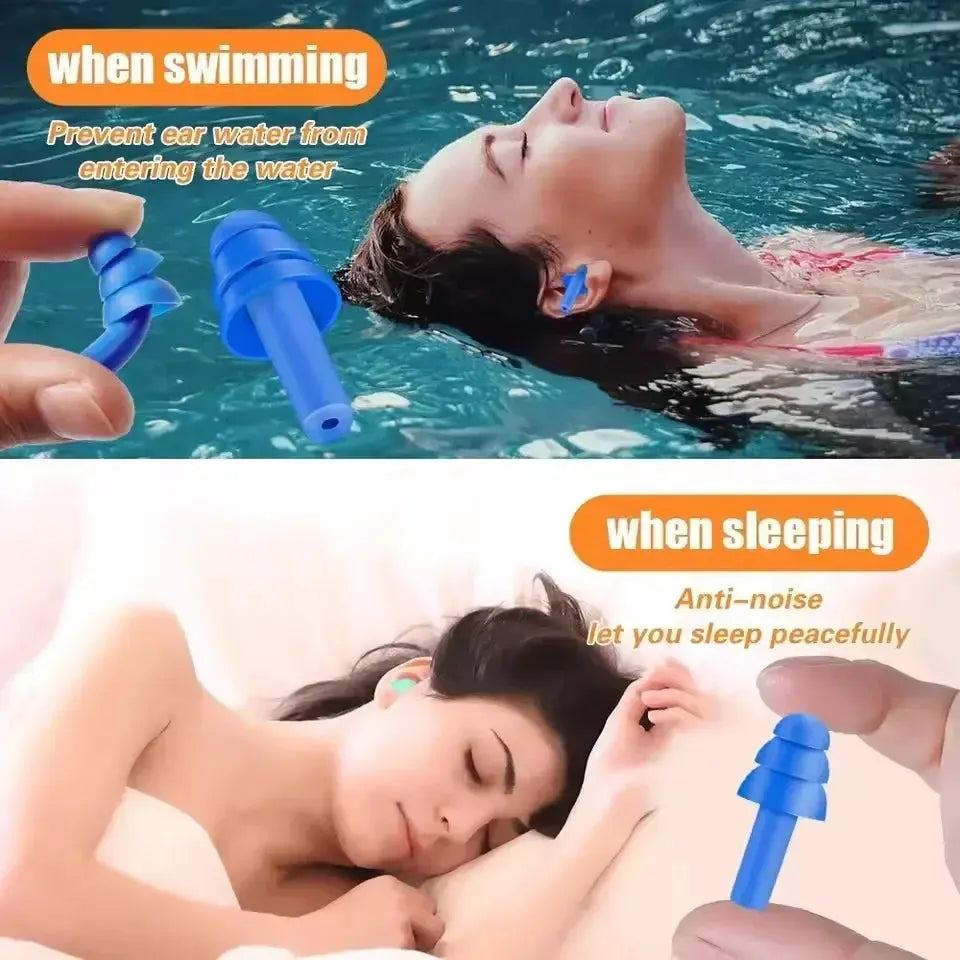 Reusable Silicone Ear Plugs For Sleeping And Swimming, Noise Cancelling, Waterproof With Box, 1 Pair