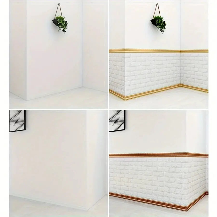 Foam wall edge strip stickers, gold-brown trim, 230cm, self-adhesive
