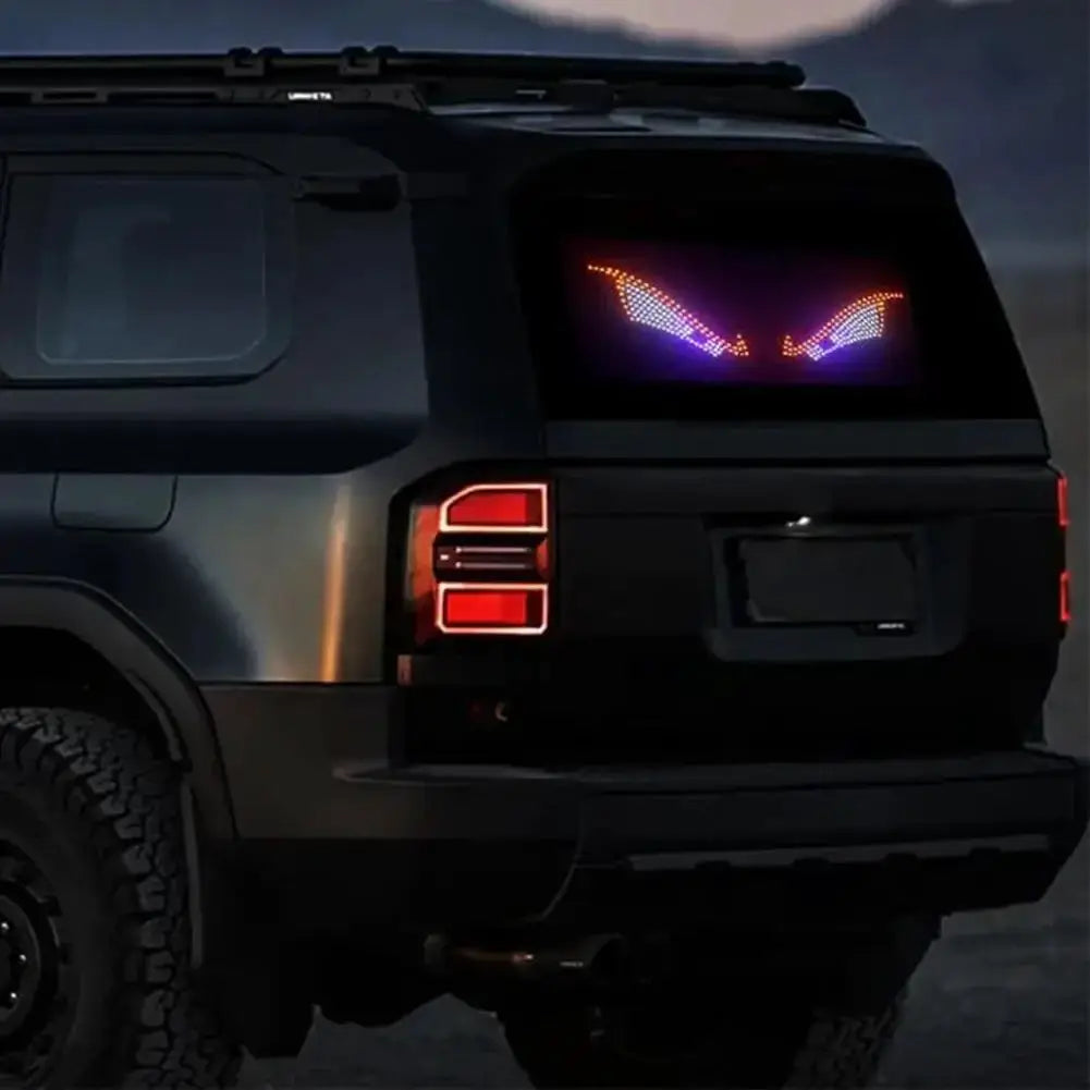 USB Dynamic Big Devil Eyes Light for Cars and Trucks, RGB LED window screen display on rear SUV window