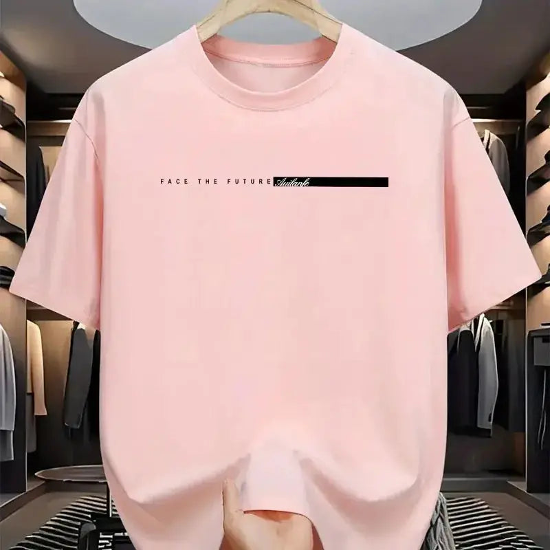 Unisex 100 Percent Cotton Short Sleeve Round Neck T Shirt Loose Fit Breathable Lightweight Summer Top