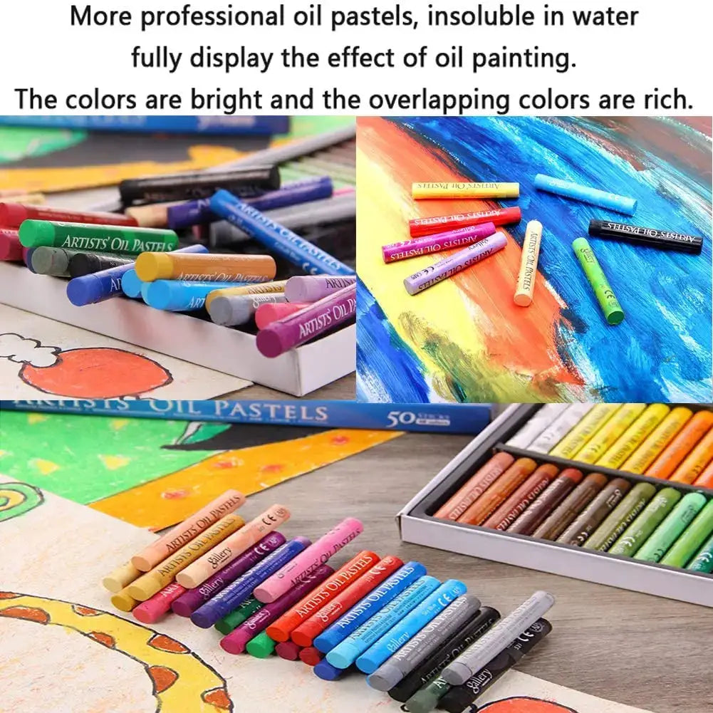 MUNGYO Artist Oil Pastels set, 50-color professional assortment for drawing