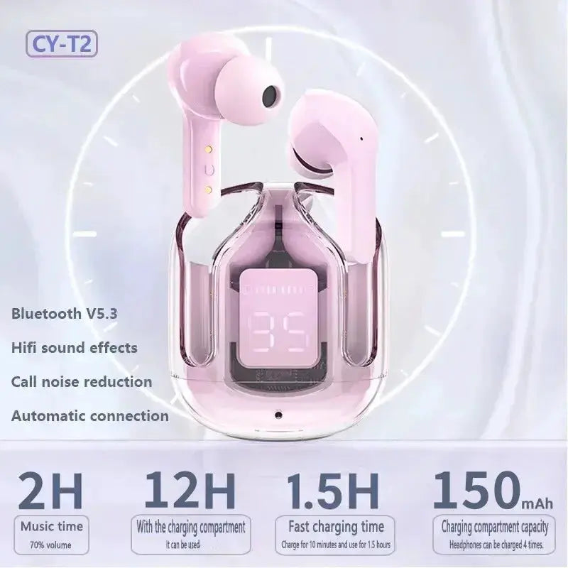 Xiaomi Original T2 Wireless Bluetooth Earphones With Transparent Design And LED Power Display HiFi Stereo Sound
