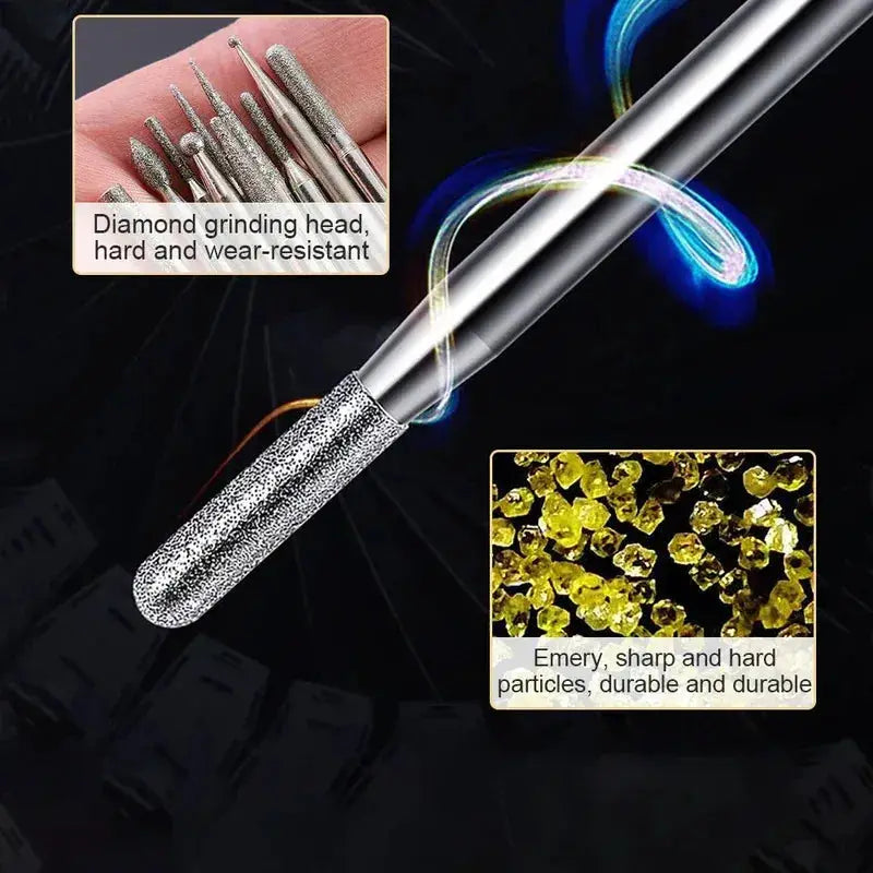 30 Piece Diamond Burr Set With Case For Dremel Rotary Tools 2.35mm And 3mm Shanks Grinding Polishing Drill Bits