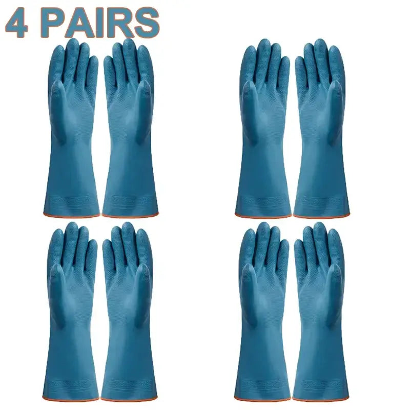 Waterproof cleaning gloves, 4 pairs, blue, Simples Market, for household/bathroom/kitchen use