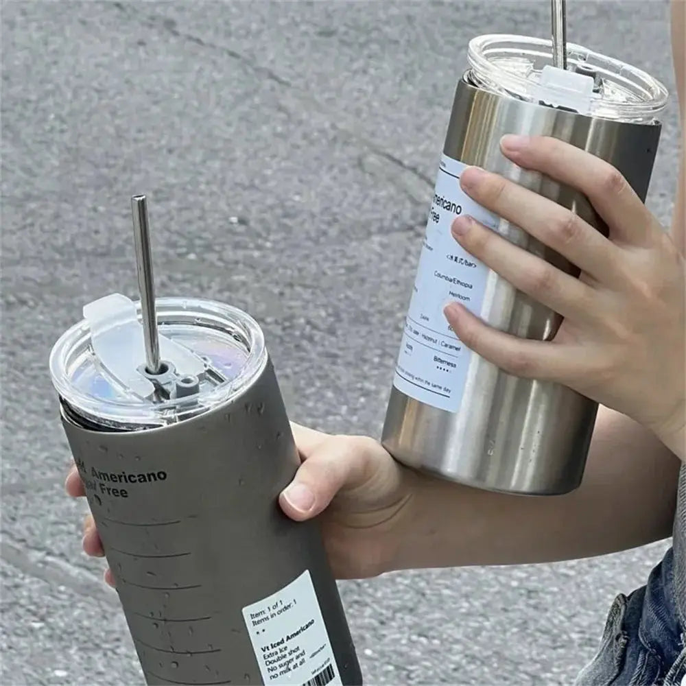 600ml Stainless Steel Thermos Bottle With Straw Insulated BPA Free