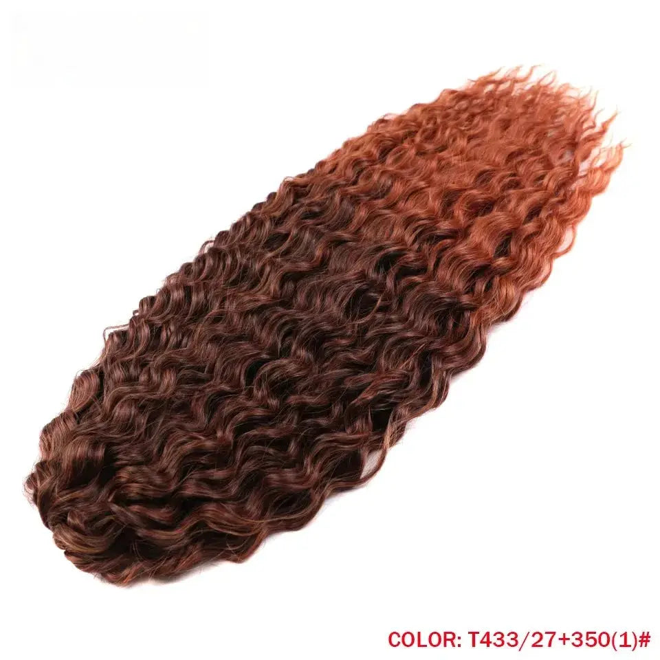 Ariel curl crochet hair extensions, 22in, 300g, ombre brown-to-copper rainbow color
