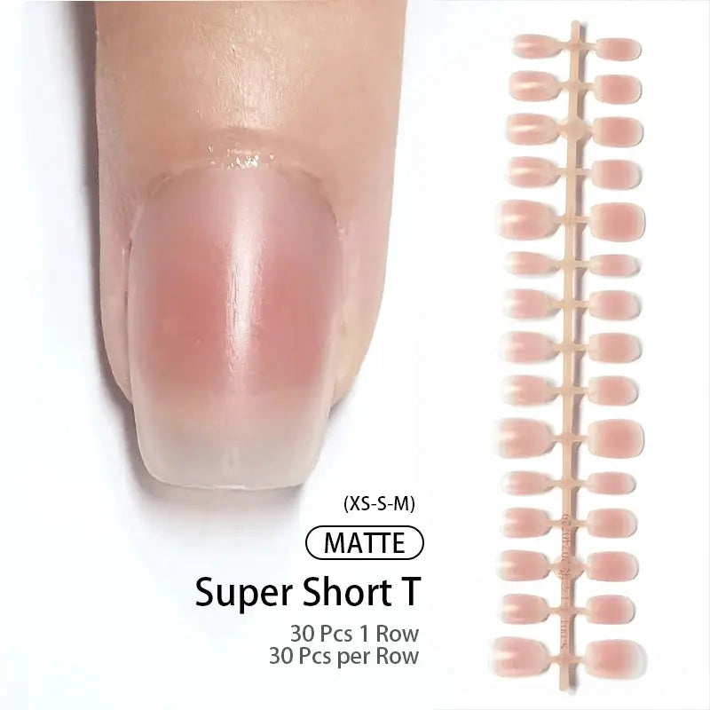 GlamNail Matte Nude Press On Nails Full Cover Easy Quick Extension 30 Piece Set For At Home Manicure