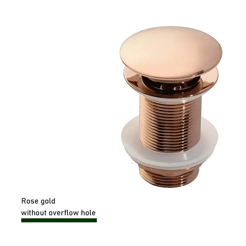 Rose gold bathroom sink push-down pop-up stopper drain with white gasket