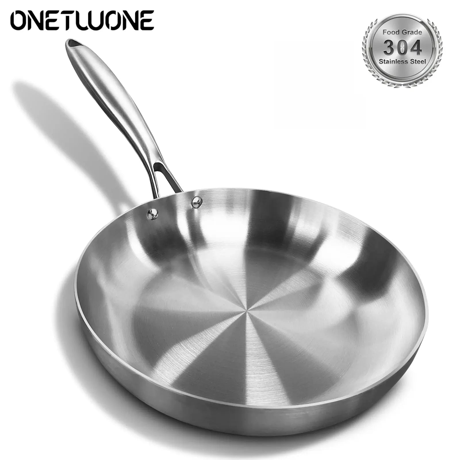 11 Inch 304 Stainless Steel Frying Pan Nonstick Skillet For Gas And Induction Cooktops