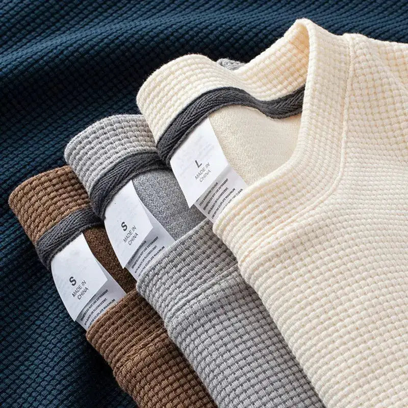 Waffle Knit Short Sleeve T Shirt For Men And Women Summer Japanese Round Neck Loose Casual Solid Color