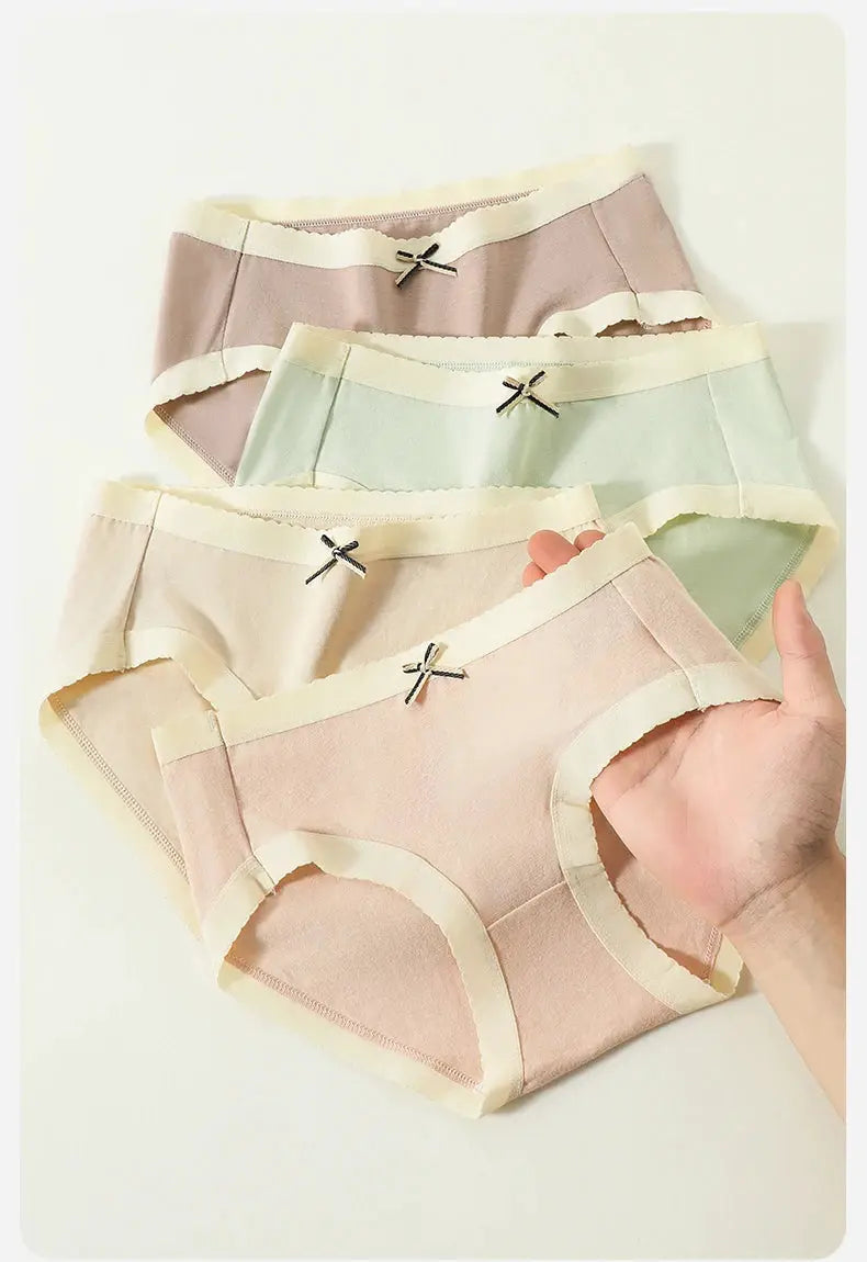 7Pcs women's cotton panties by Simples Market, pastel low-rise briefs with bows