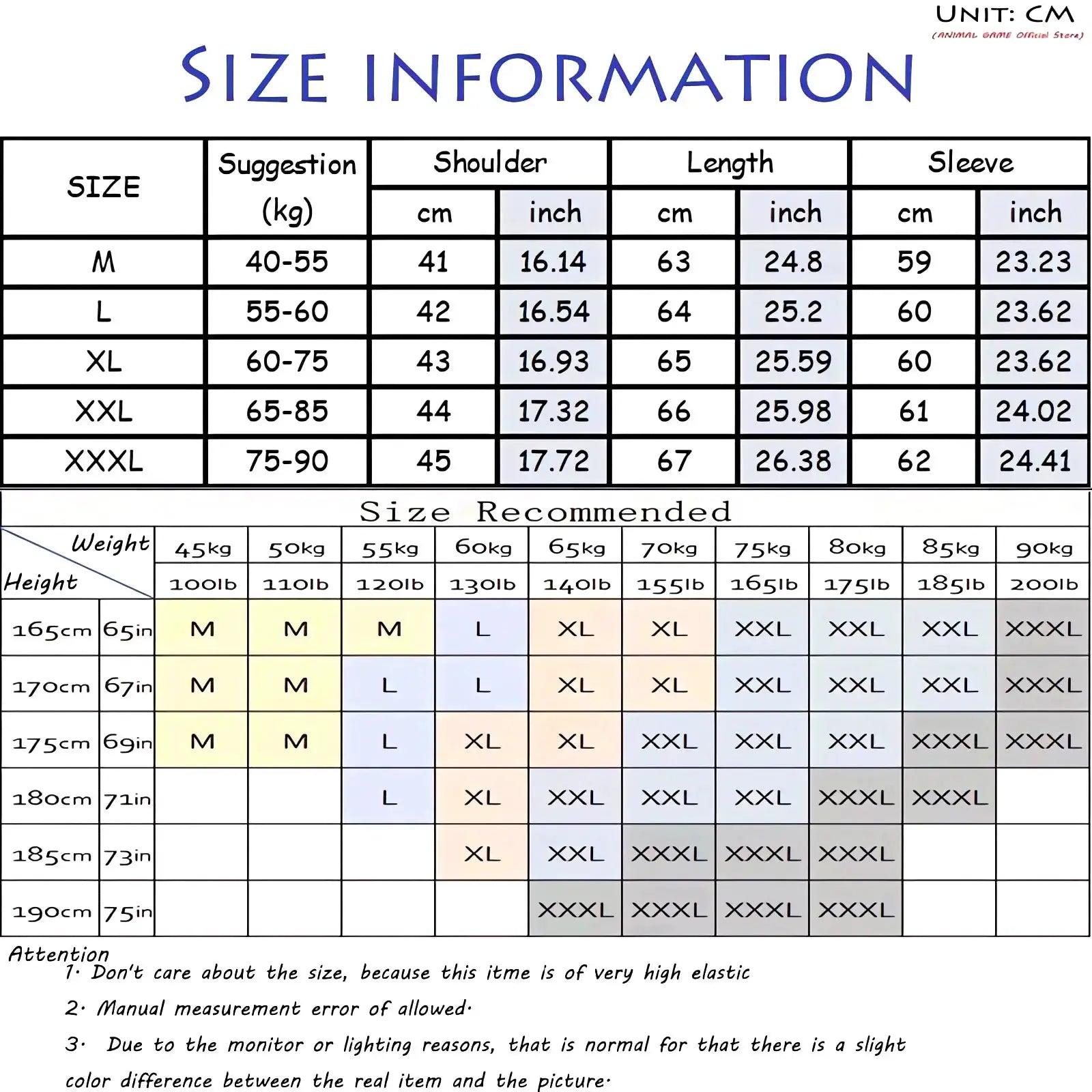 Men's Simples Market classic crewneck knit pullover size chart with shoulder, length, and sleeve measurements