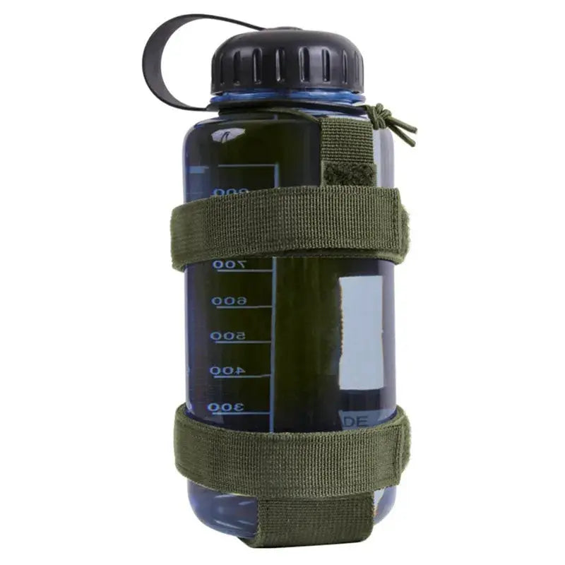 Molle water bottle pouch in olive green with adjustable straps