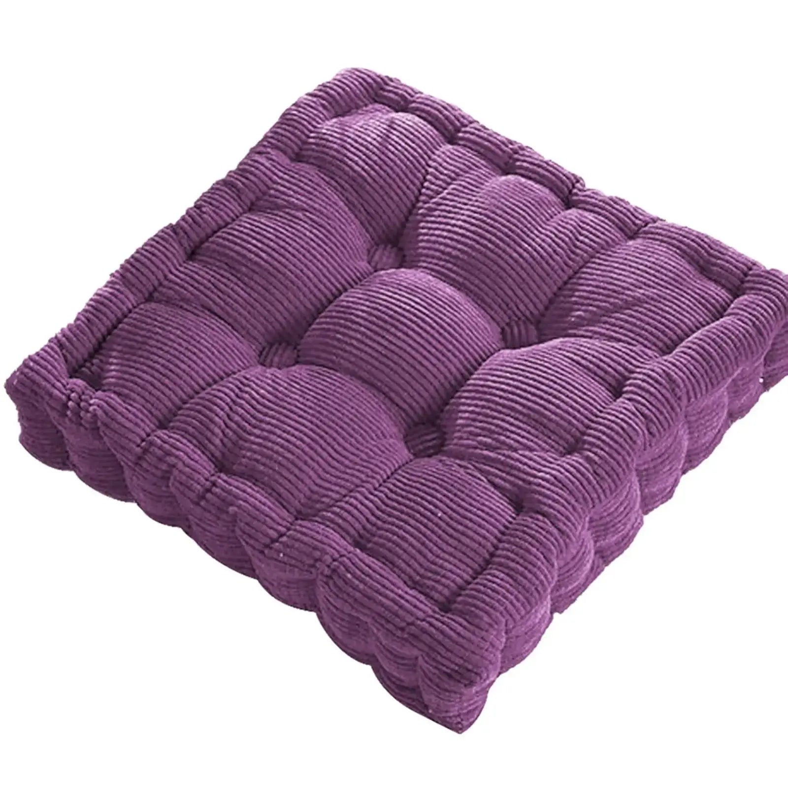 Simples Market thick square cushion in purple corn-cob tufted corduroy textile