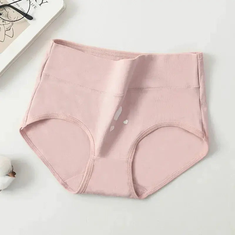 Simples Market pink high-waist women's cotton panties, breathable underwear for plus-size
