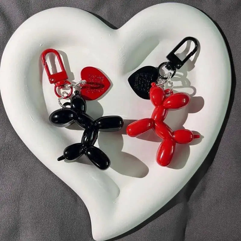 Fashion Punk Y2K Balloon Dog Keychains For Women Bag Pendant Jewelry Car Key Ring Accessory