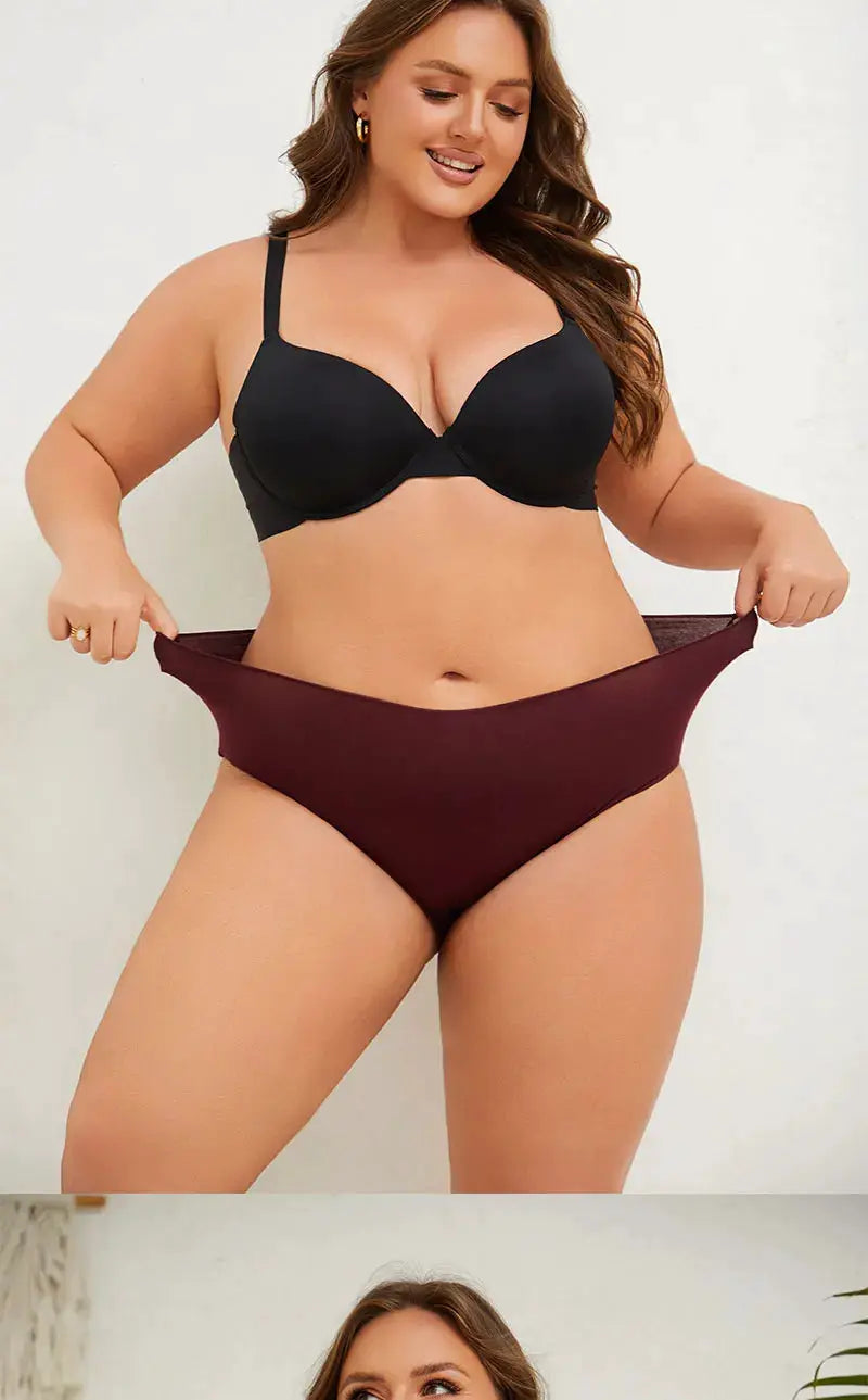Simples Market 4-piece cotton underwear set; black bra and burgundy high-waist panties