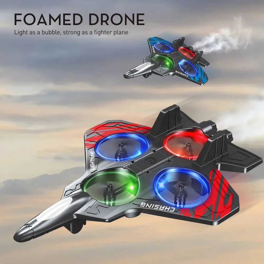 E72 High foam drone two-pack; Chasing stunt UAV with multicolor LED rings.