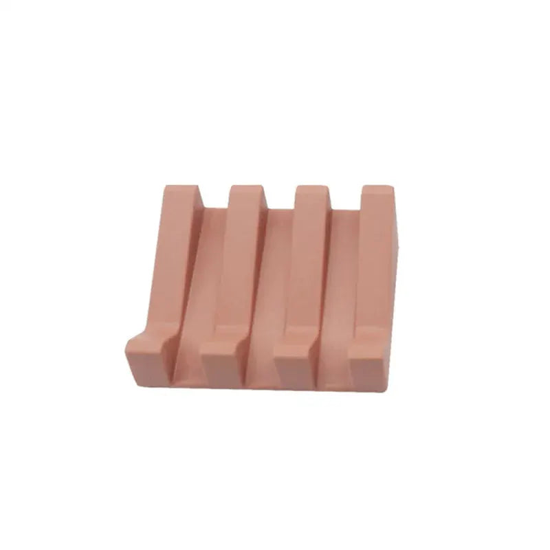 Silicone soap dish rack by Simples Market, peach color, five-slot tilt drain