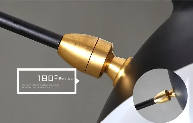 Mouille black ceiling pendant lamp with brass joint and multi-head 3/6 heads
