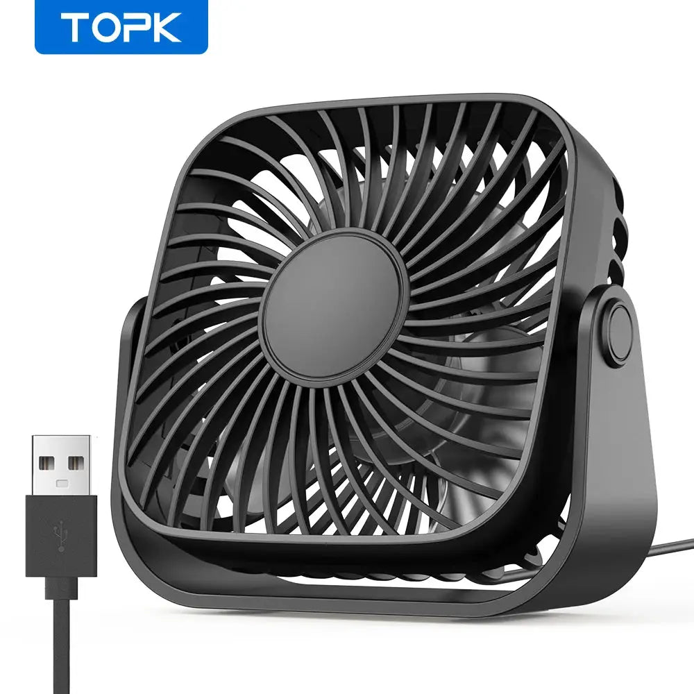 TOPK 4 Inch USB Mini Portable Fan for Camping and Desk 360 Rotation