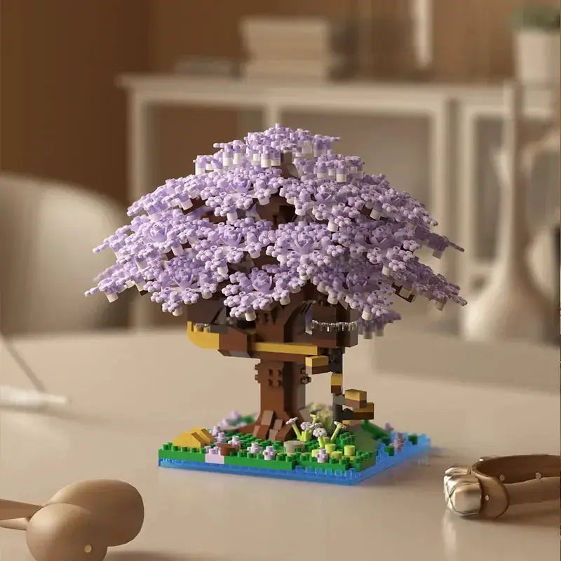 Pink Cherry Tree House Micro Particle Building Blocks Set For Kids Ages 6 And Up Difficult Assembly Classic Model