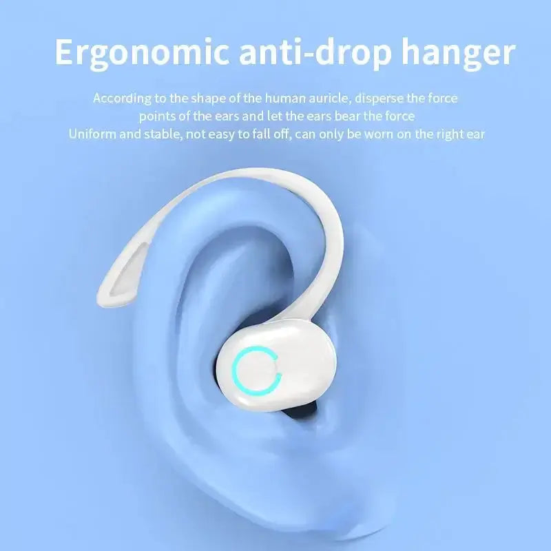 Simples Market Bluetooth 5.2 wireless ear-hook headset with mic, white with blue ring