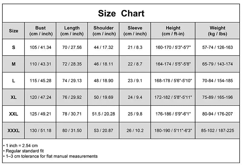 Men's linen button-up shirt size chart by Simples Market with bust, length, shoulder, sleeve measurements.
