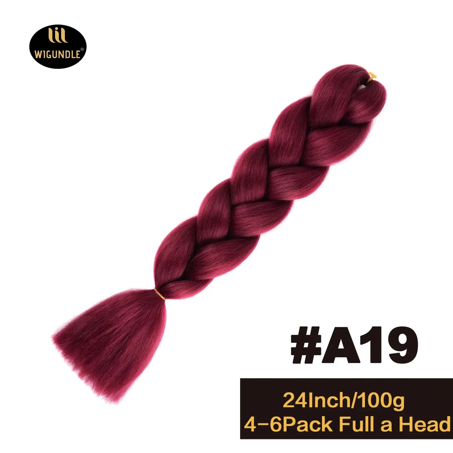 WIGUNDLE 24-inch jumbo braid extensions in burgundy Afro Ombre, synthetic Kanekalon hair for full head 4–6 pack