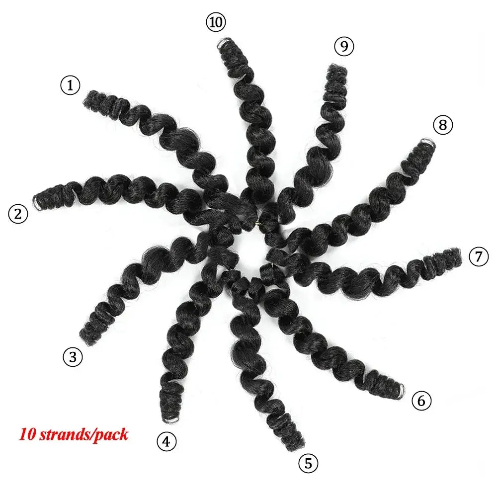 Simples Market synthetic braiding hair with jumpy wand curls, black spiral curls, 10 strands per pack
