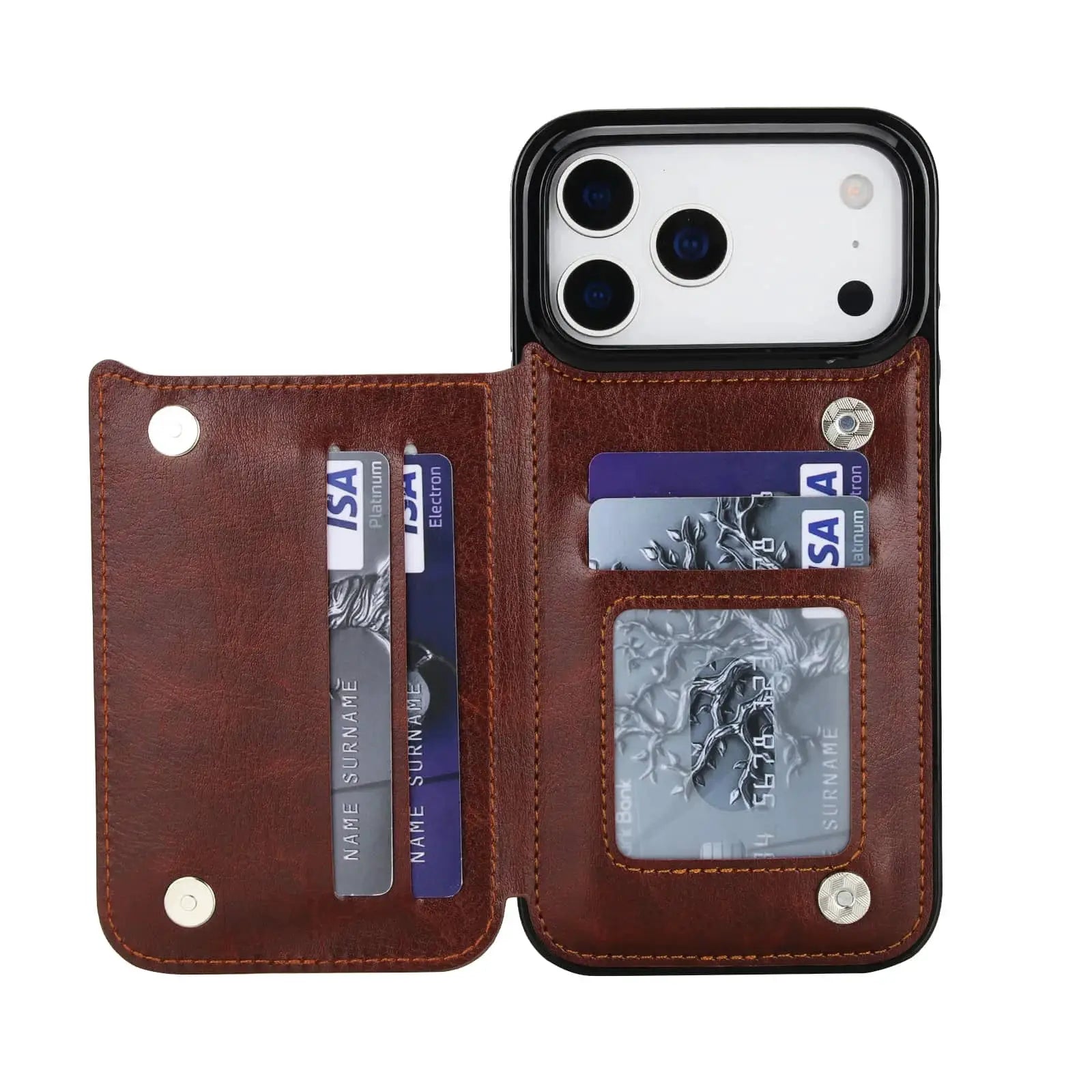 SureShield IPhone 17 Series Wallet Case With Card Holder Kickstand Dual Magnetic Clasp PU Leather