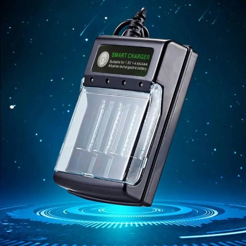 EcoCharge 4 Slot Digital Alkaline Battery Charger Intelligent Recharging For Eco Friendly Power