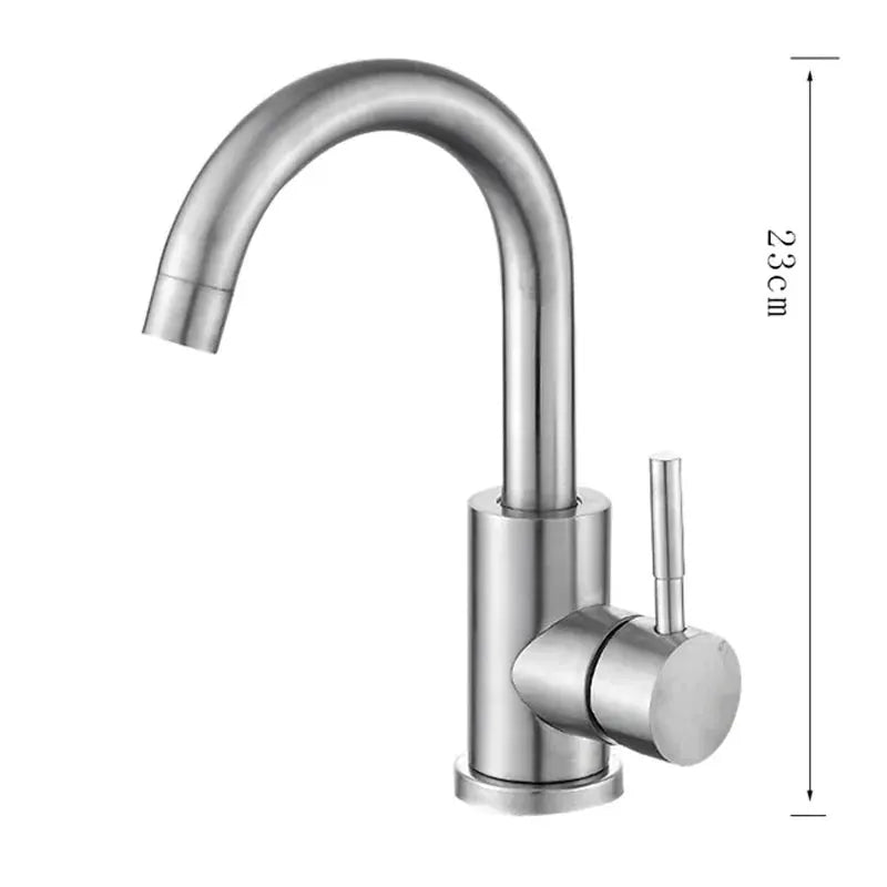 Simples Market 304 stainless steel bathroom basin faucet with 360° rotating spout and single lever