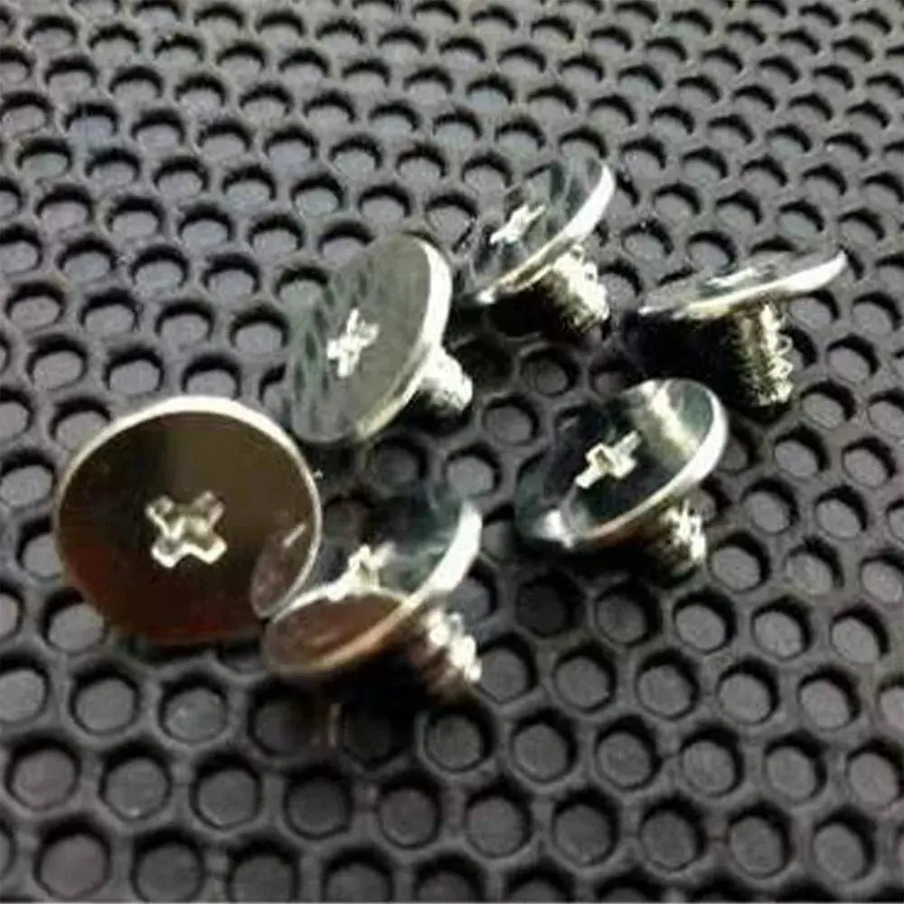 6 round silver car floor pedal pads with screws and anti-slip surface