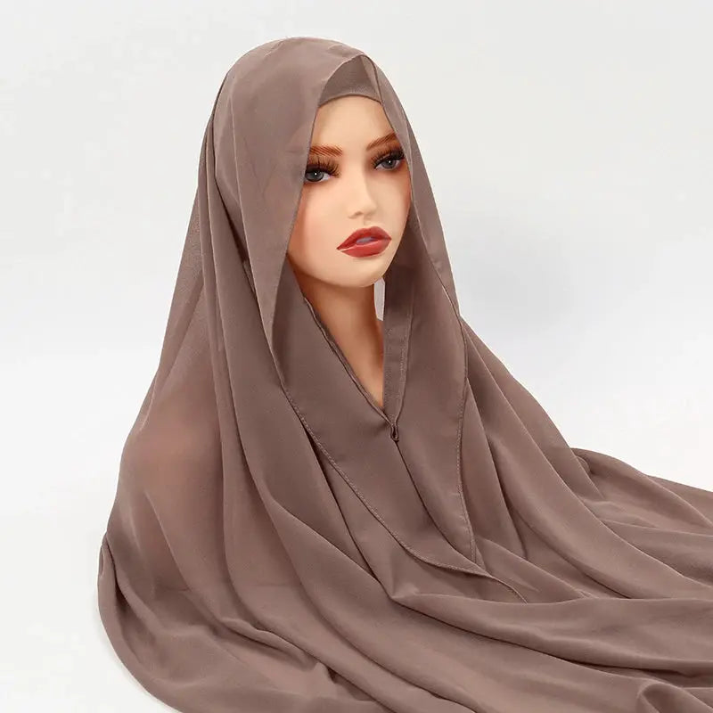 NovaVibe Instant Chiffon Hijab Magnetic Buckle Solid Color Muslim Scarf Effortless Wear