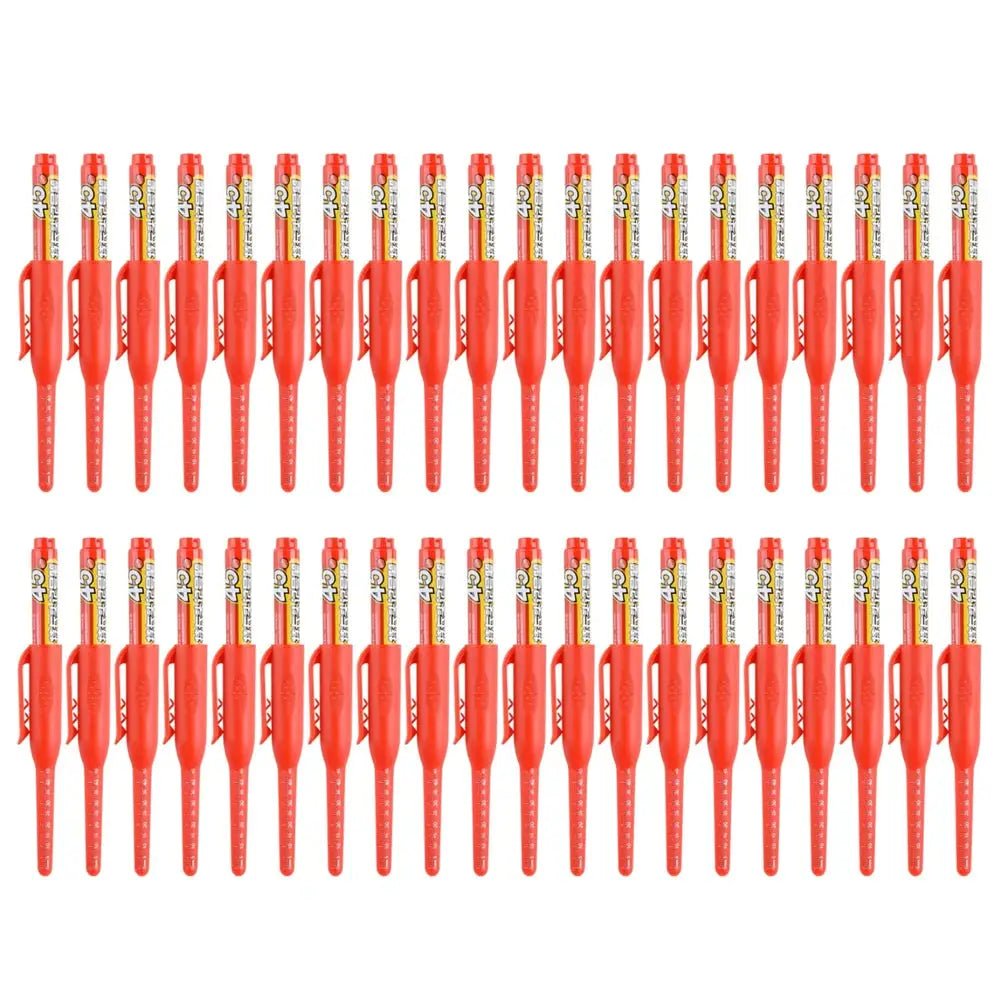 Deep-hole marker pens set, 40 red long-nib markers for woodworking and office use
