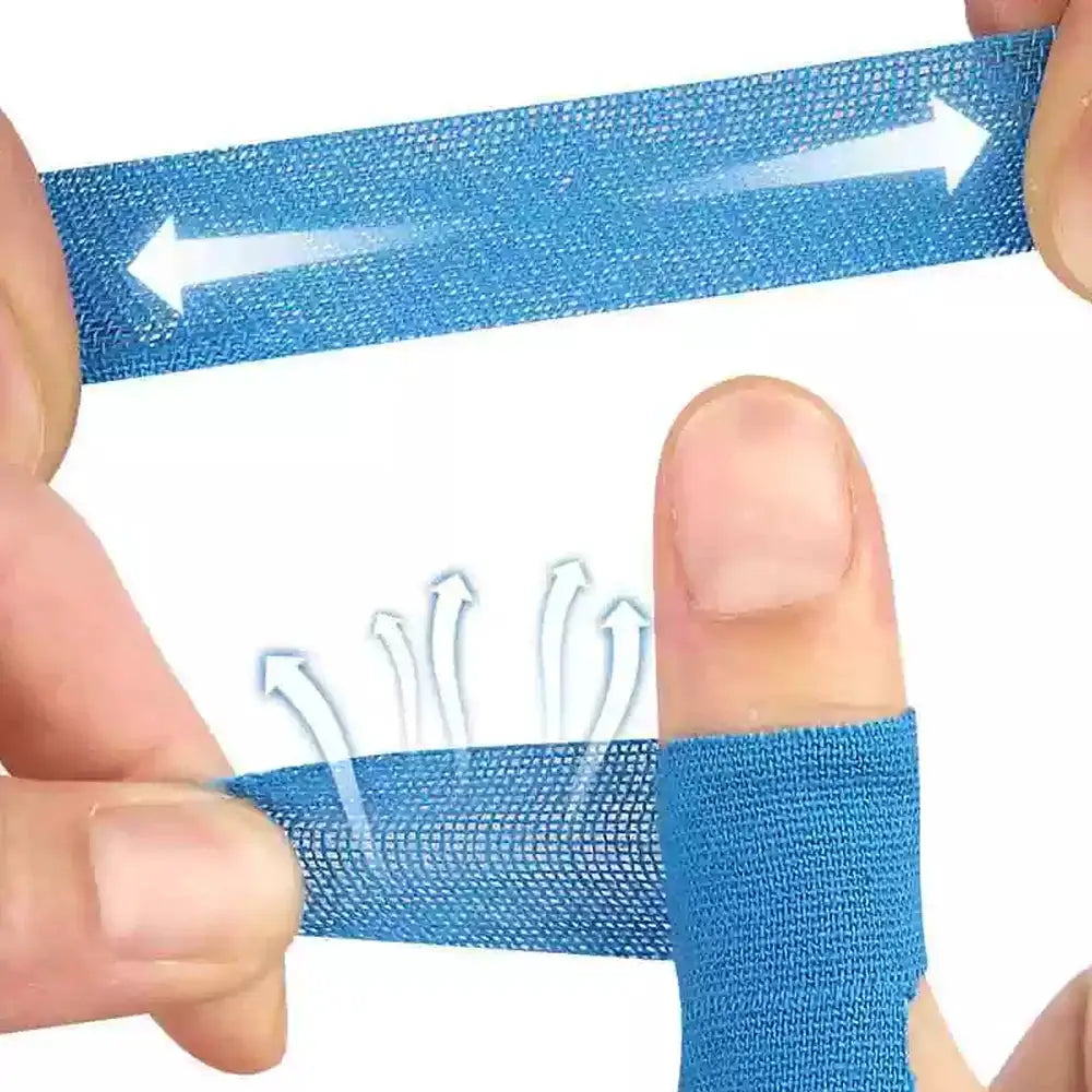 Blue thumb support kinesiology tape strips, self-adhesive precut patches for fingers (10 pcs)