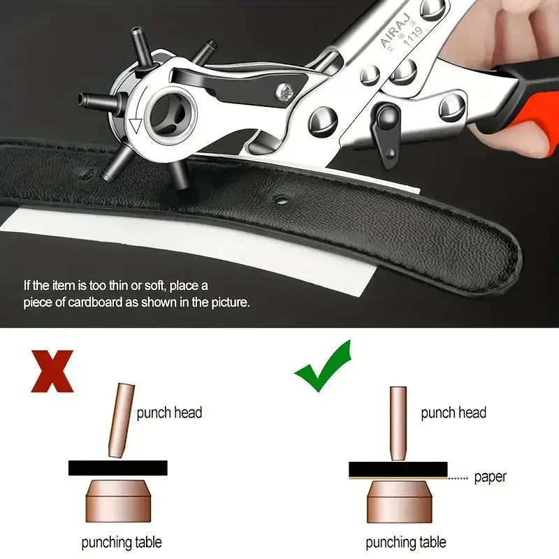 Leather Hole Punch Tool Belt Puncher Multifunctional Carbon Steel For Leather Crafting And DIY