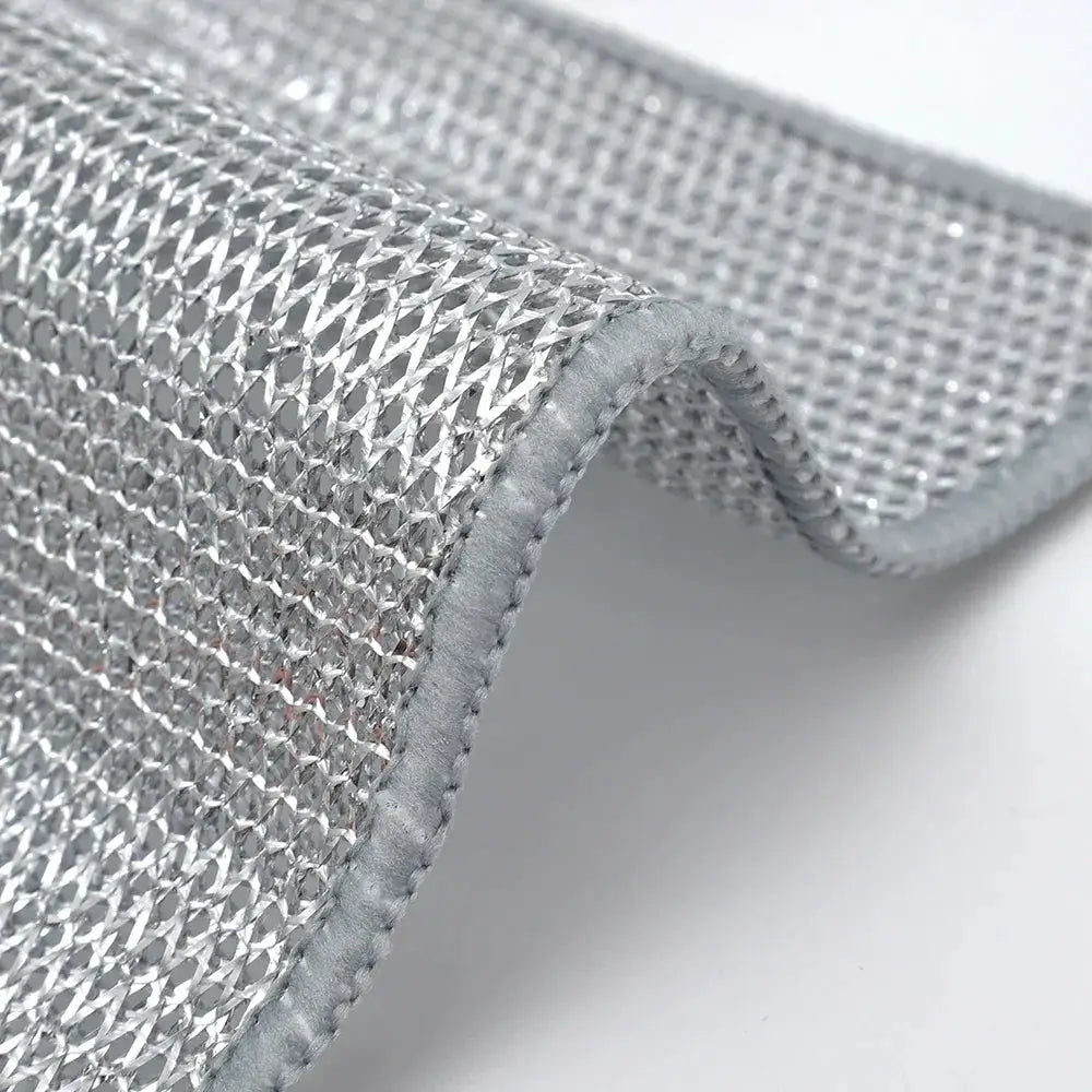 Simples Market steel wire cleaning cloths, 2-pack, metal scrubbing pads with silver mesh and gray edging