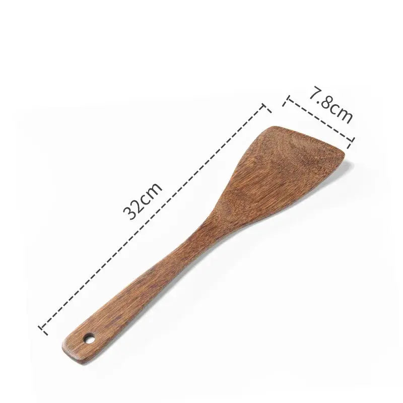 EcoWood Kitchen Utensils Set With Wooden Handles Nonstick Durable Scratch Resistant And Odor Free