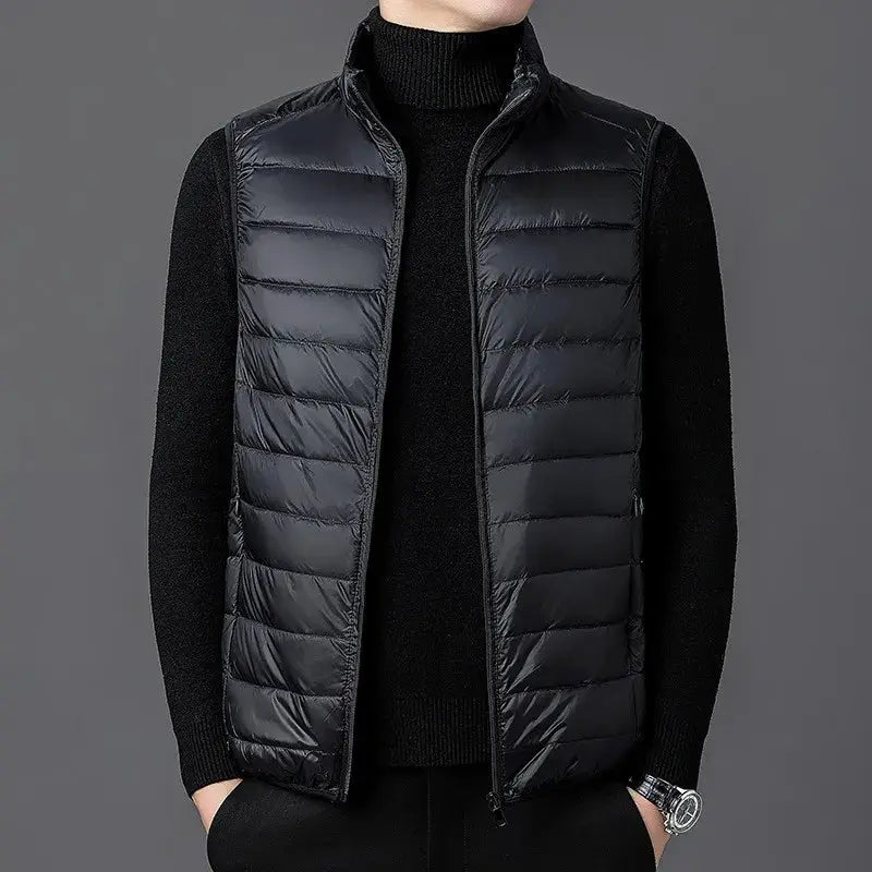 Men's black cotton-padded sleeveless vest with stand collar Simples Market