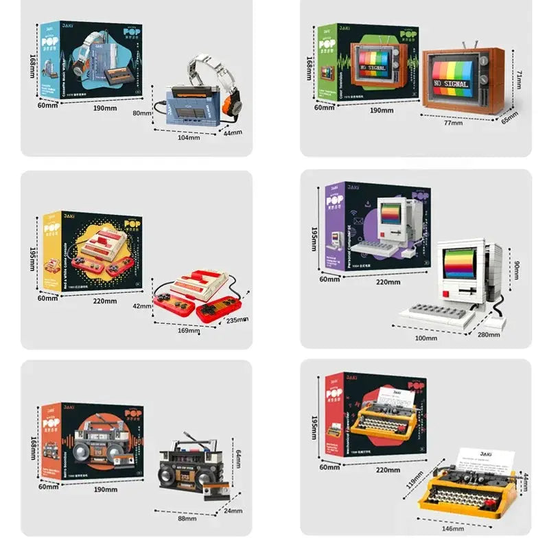 DIY Retro Electronics Building Blocks Model Brick Set For TVs Tape Players Walkman Game Consoles And Radios