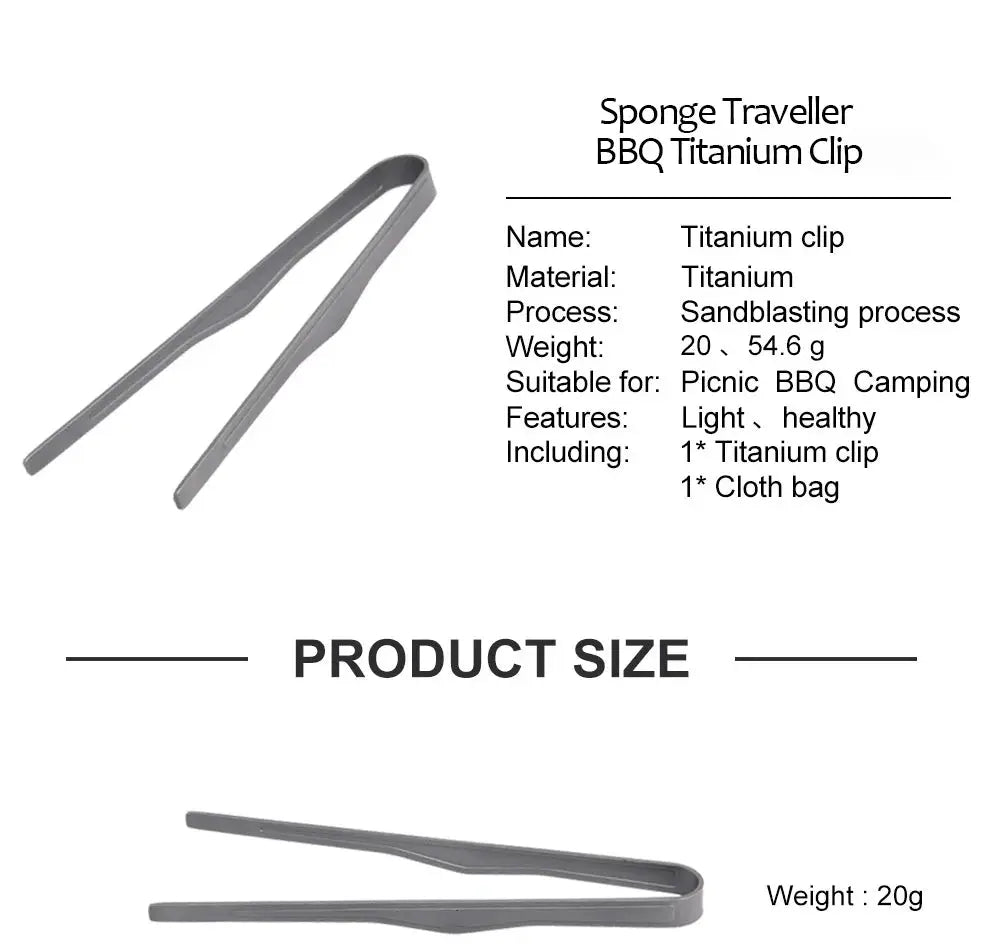 Simples Market titanium camping tea cup clip tongs, ultralight BBQ utensil in grey