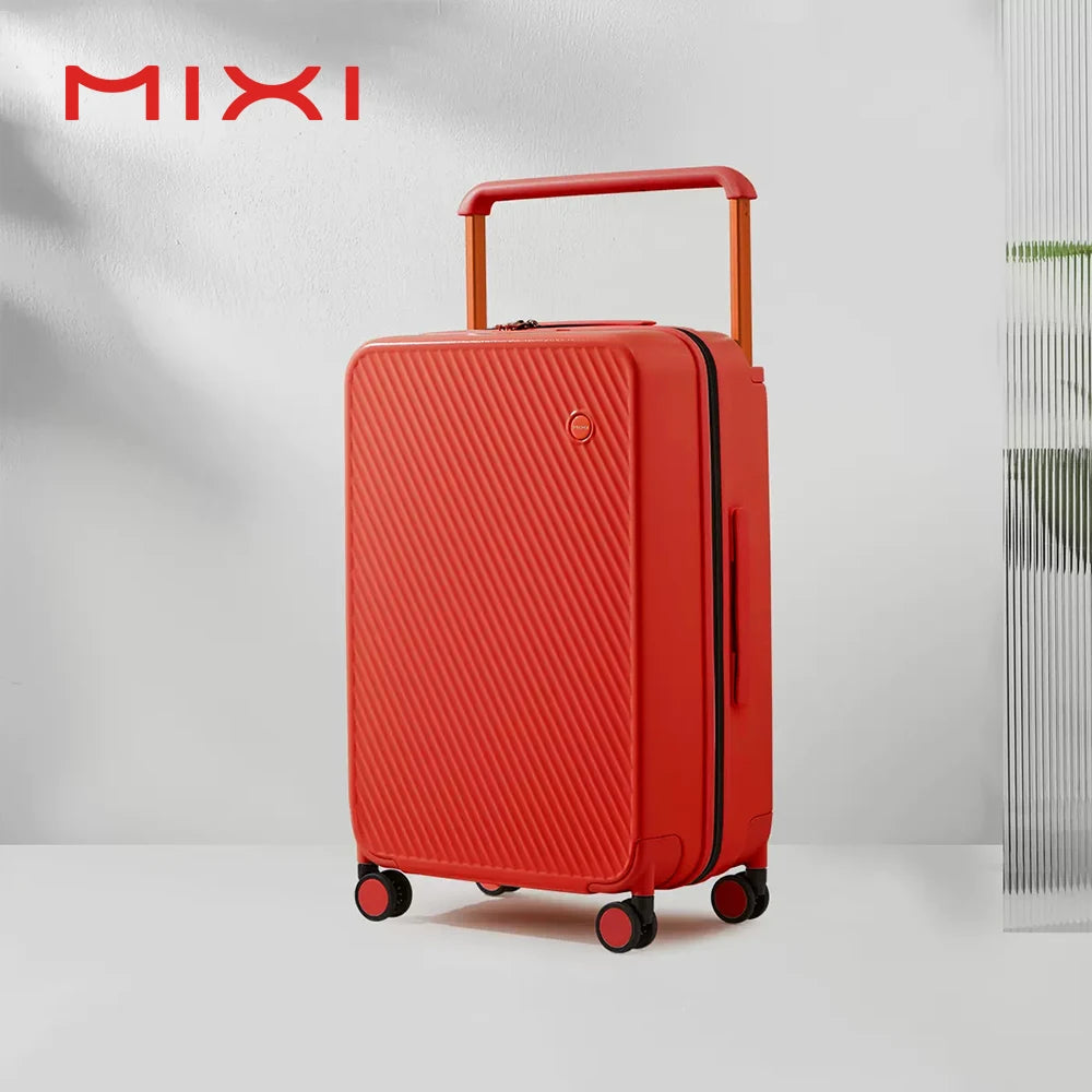 Mixi red 24-inch hardside PC travel luggage with wide handle and 4 spinner wheels