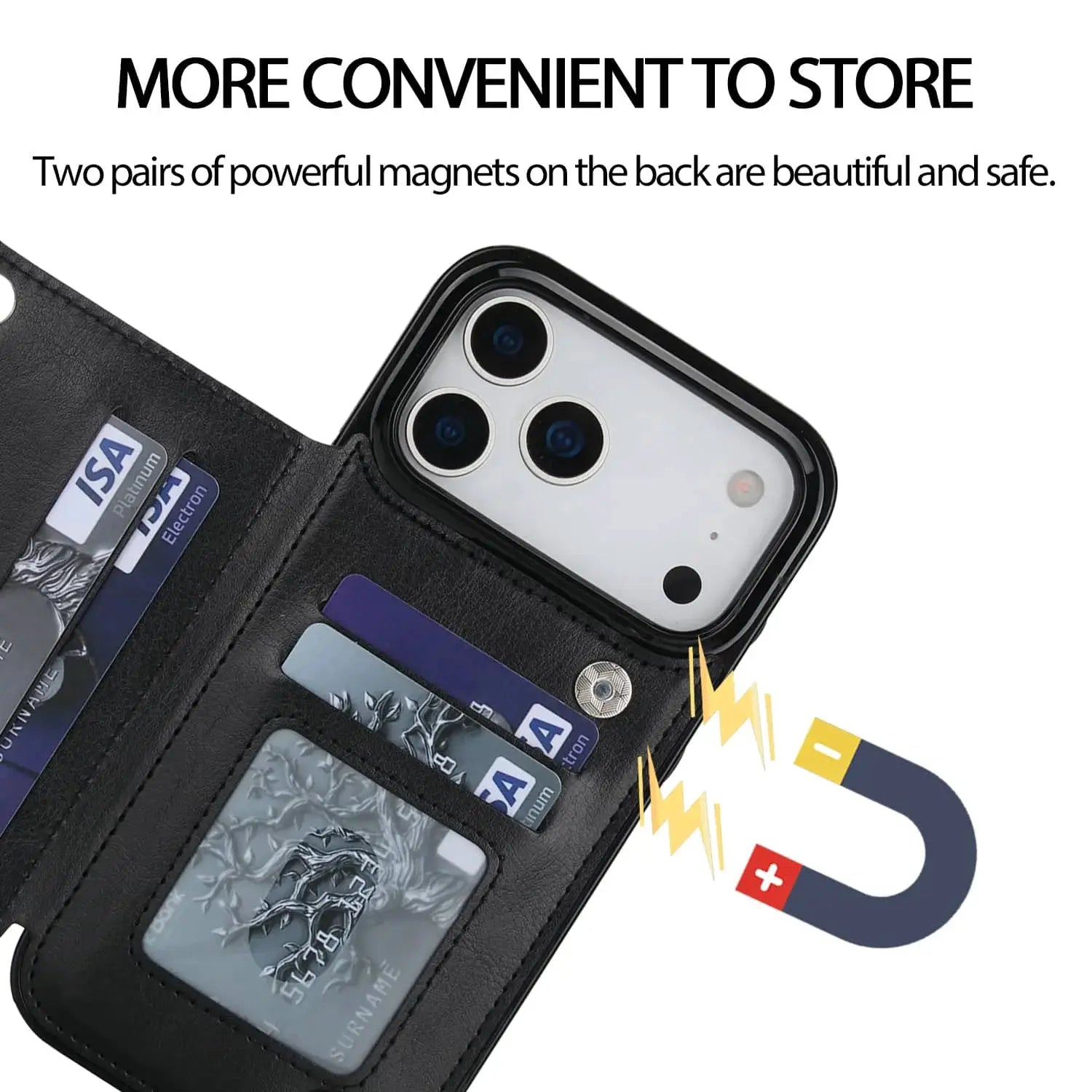 SureShield IPhone 17 Series Wallet Case With Card Holder Kickstand Dual Magnetic Clasp PU Leather