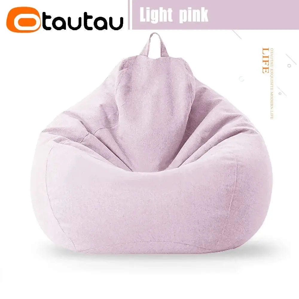 OTAUTAU light pink bean bag sofa with filler, 70cm, cotton-linen by Simples Market