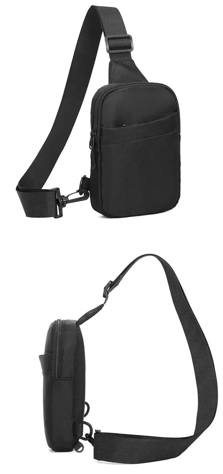 Black 2-in-1 waist bag and crossbody sling bag with adjustable strap