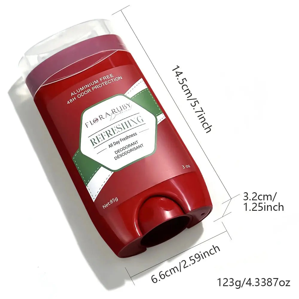 Aluminum Free Deodorant for Men in a red bottle with sandalwood cedarwood scent, 85g/3oz